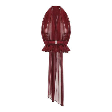 Set Club Shop Sexy Hanging Neck Collar With Short Top + Folded Pocket Hip Skirt Skirt